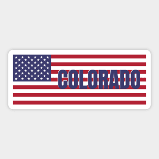 Colorado State in American Flag Sticker